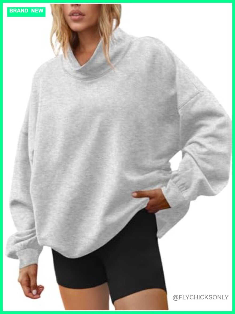LILLUSORY Mock Neck Sweatshirt Oversized Pullover Polyester Cotton